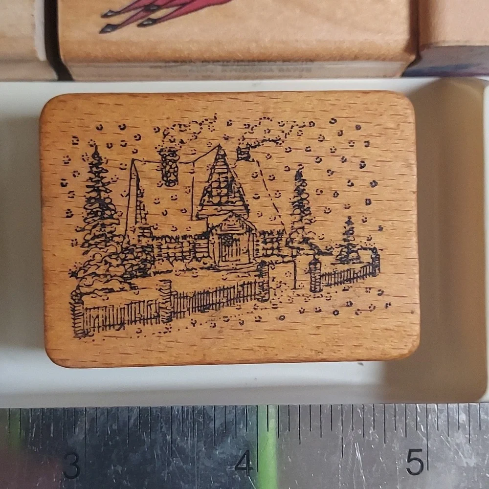 Rubber Stamps Christmas Theme Set Of 10 Holiday Wooden Stamps